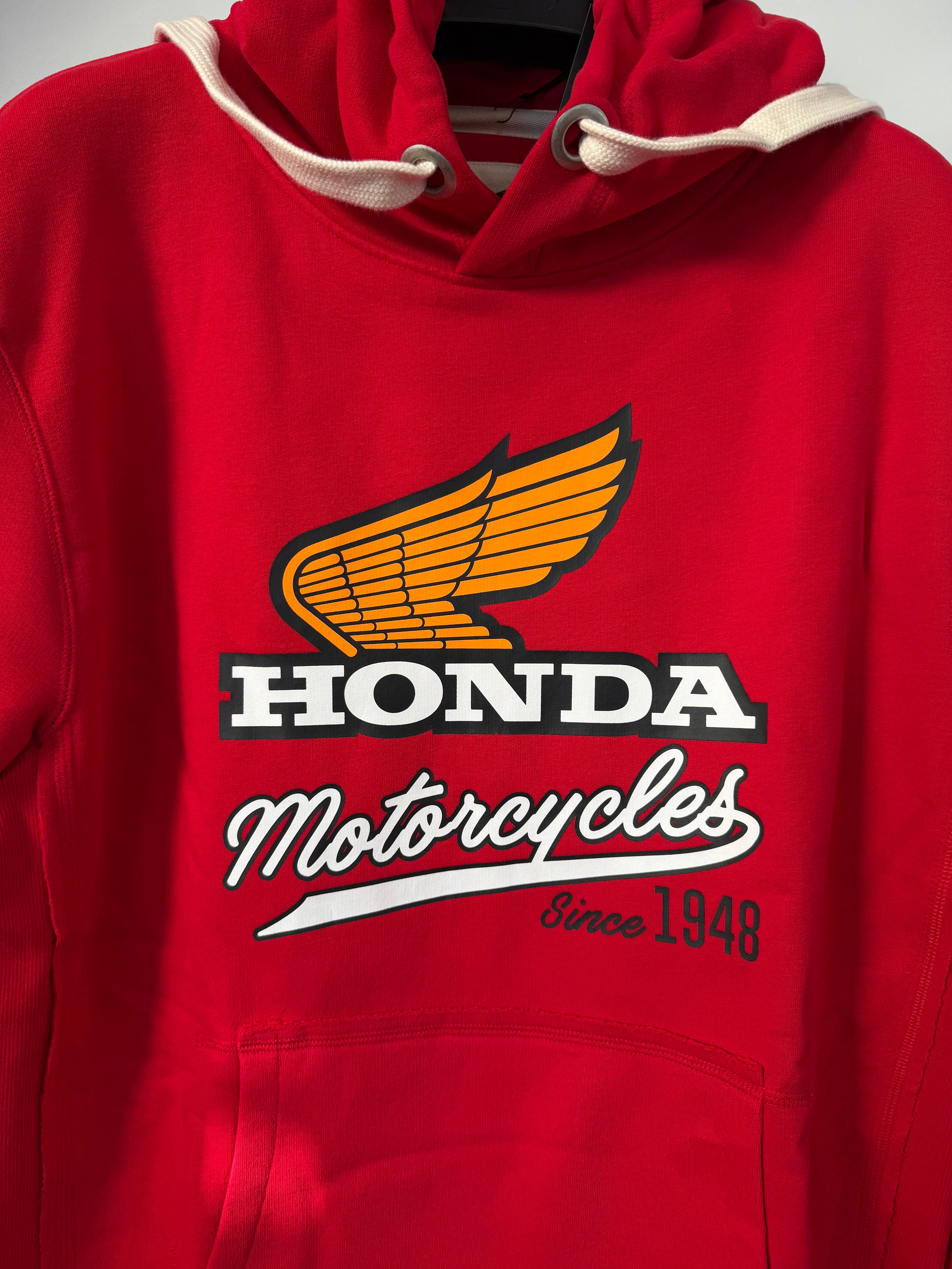 Felpa Honda Vintage Motorcycles – Rossa con Logo Bianco/Arancione