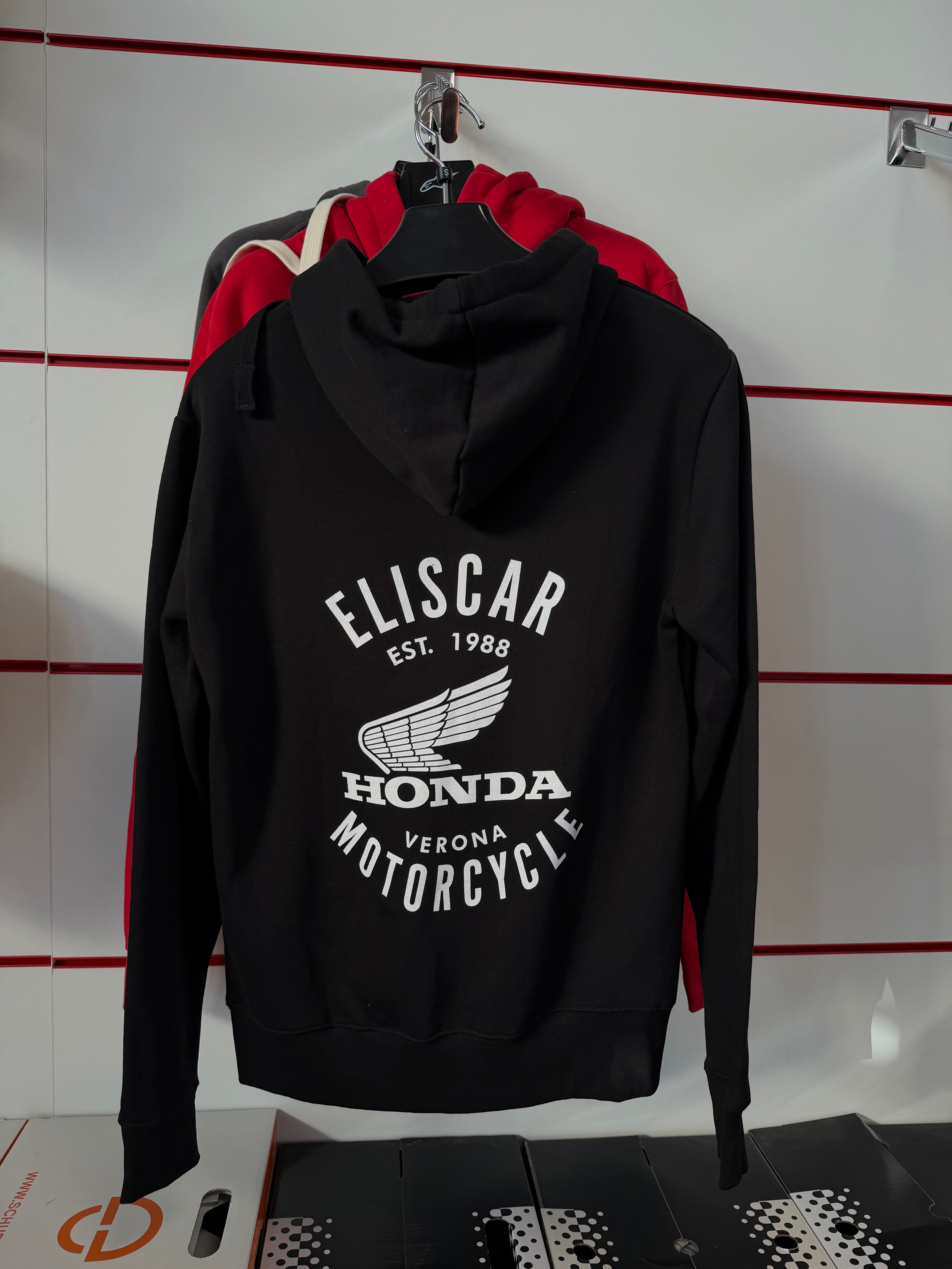 Felpa Eliscar x Honda logo Vintage – Nera con dettagli Bianchi