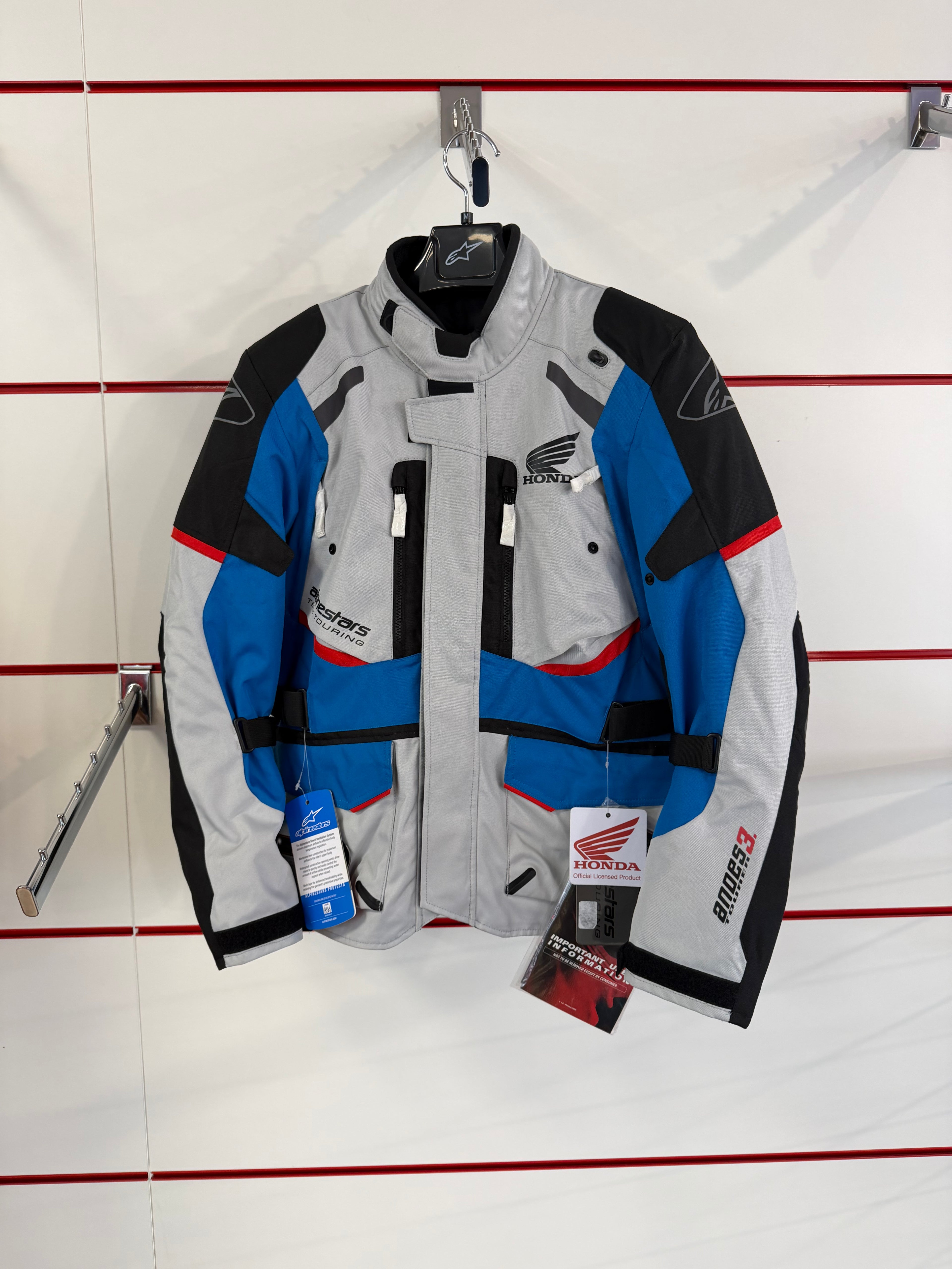 Giacca Honda × Alpinestars Andes Drystar 3 – Grigio/Blu/Nero