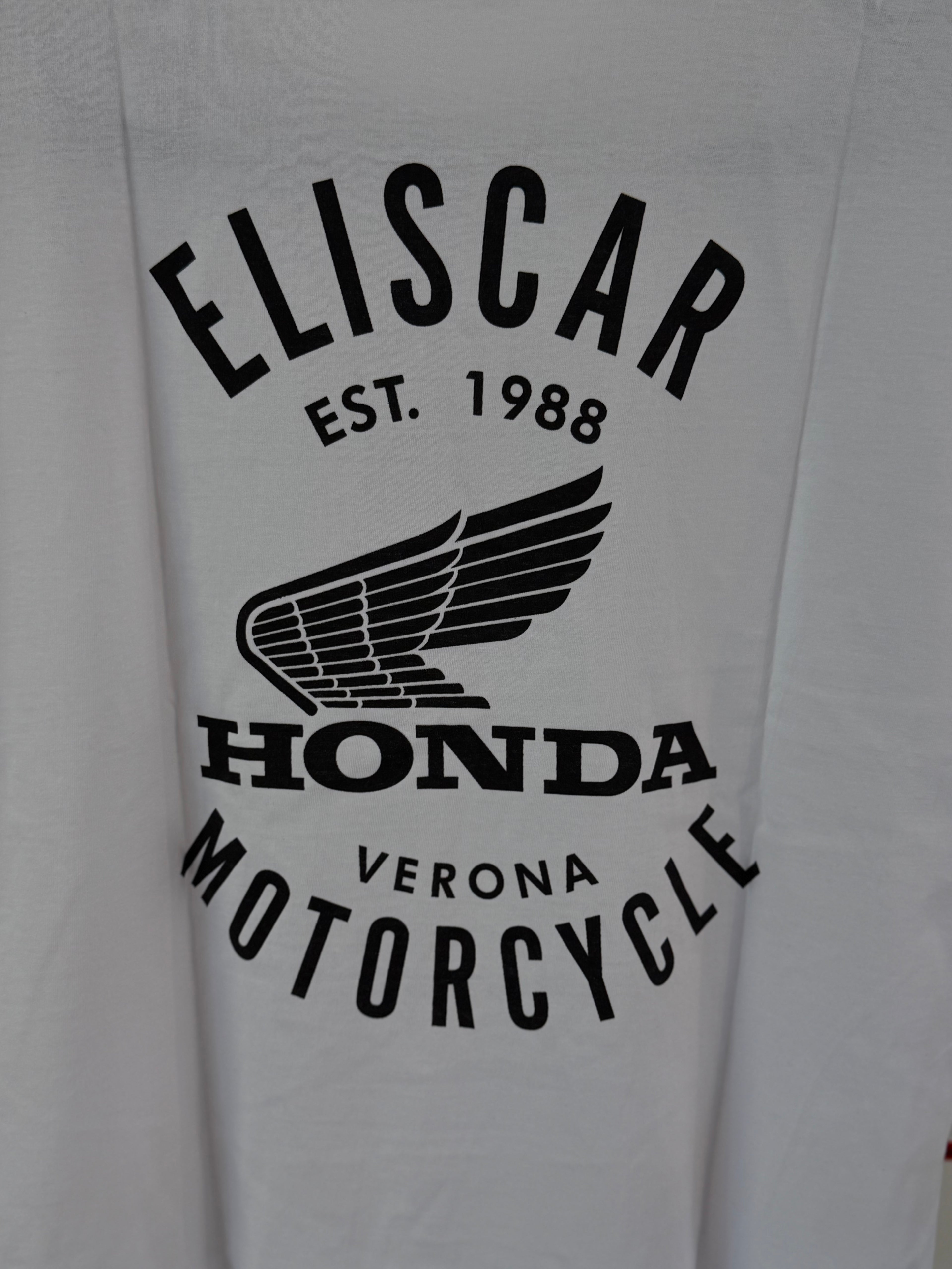 T-shirt Eliscar x Honda logo Vintage – Bianca con dettagli Neri